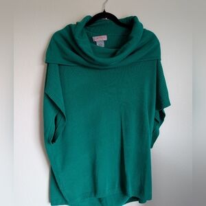 Nouveaux Green Cowl Neck Cap Sleeve Sweater Size XL